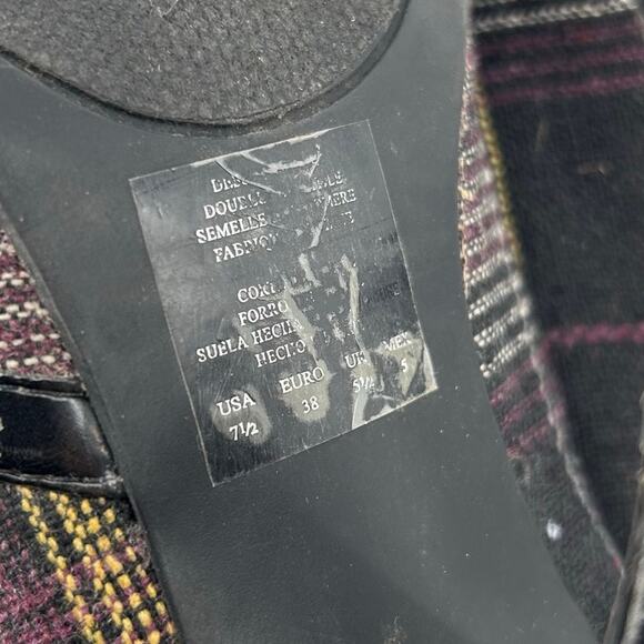 Vintage Y2K Women's 7.5 Bongo Bratz Canvas Plaid Pumps Round Toe Purple Heels - Picture 8 of 8